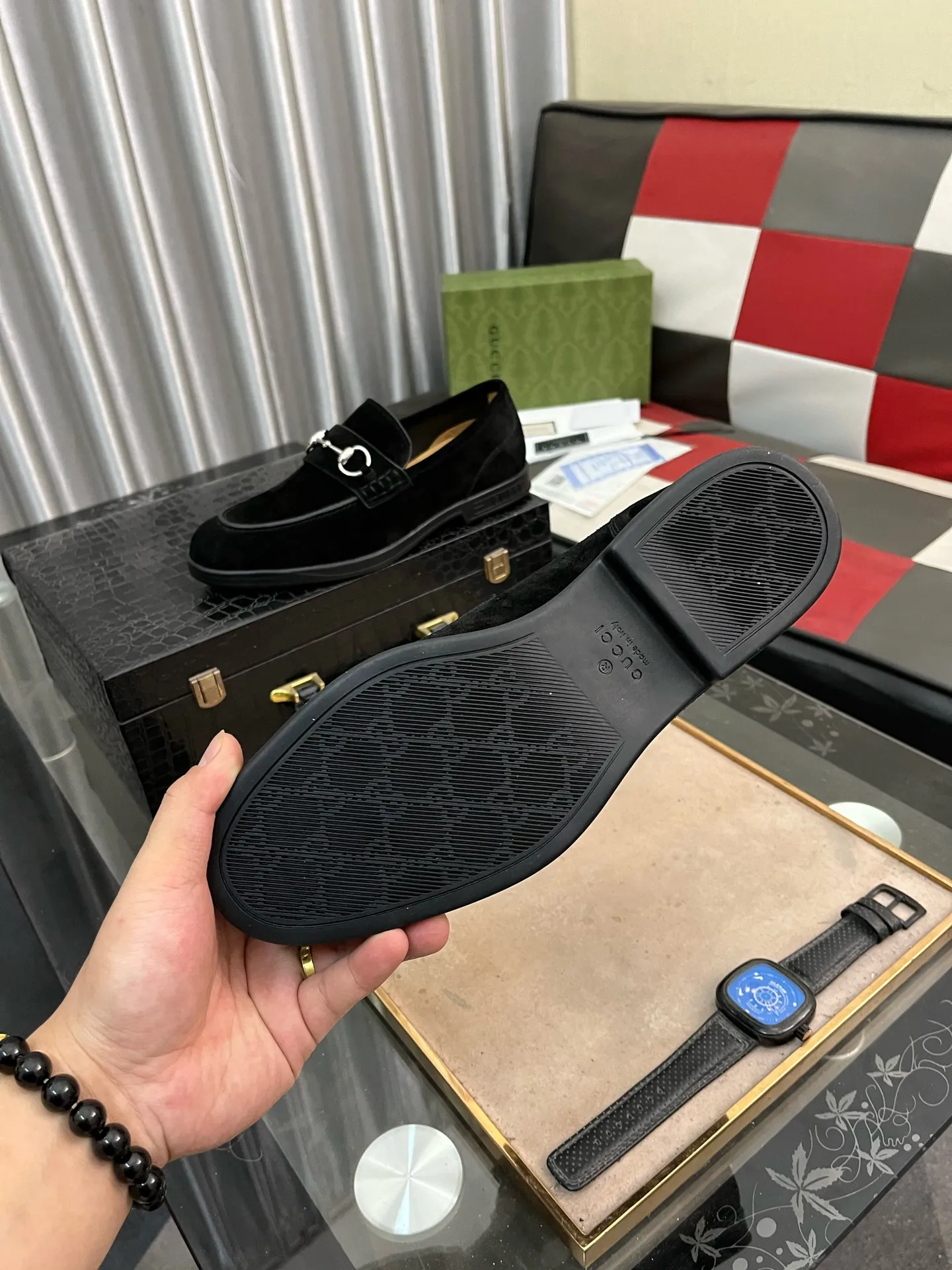 Men's shoes 💰540⌚️⌚️【GUCCi】Original frosted calfskin, water-dyed cowhide lining, original outsole, men's and women's fashion, formal casual leather shoes, slip-on men's and women's shoes series, young fashion, European and American trends, British style, casual matching, comfortable feet, standard code: men's code 38-444️⃣colors available